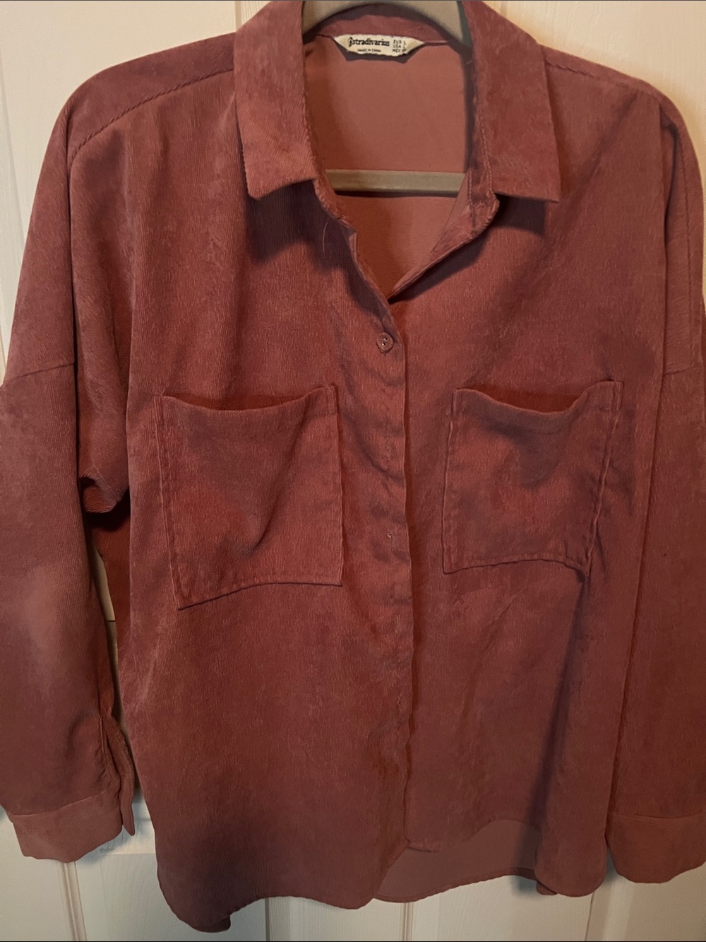 stradivarius Rust Button-Down Pocket Shirt